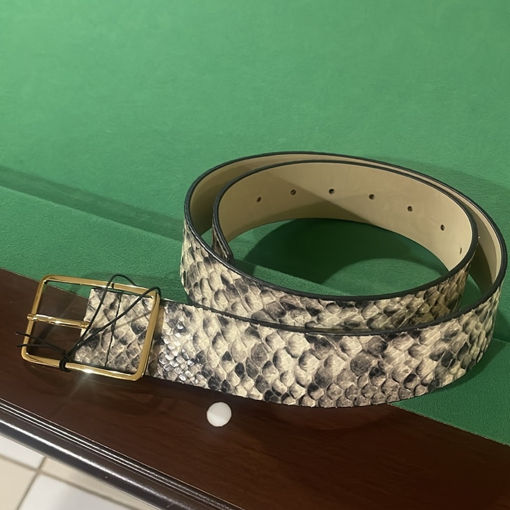 B-Low the Belt Snake Print Belt with Gold Buckle